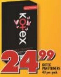 Shoprite Kotex Pantyliners 40 per pack offer