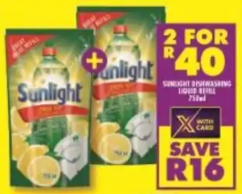 Shoprite Sunlight Dishwashing Liquid Refill 2 x 750ml offer