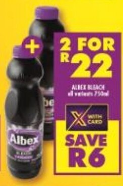 Shoprite Albex Bleach all variants 2 x 750ml offer