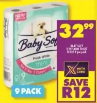 Shoprite Baby Soft Mini 2-Ply Toilet Rolls 9 per pack offer