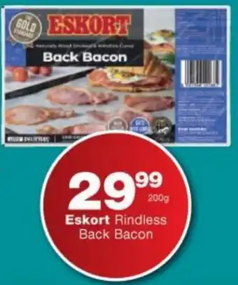 Checkers Hyper Eskort Rindless Back Bacon 200g offer