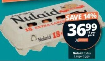 Checkers Nulaid Extra Large Eggs 18 per pack offer