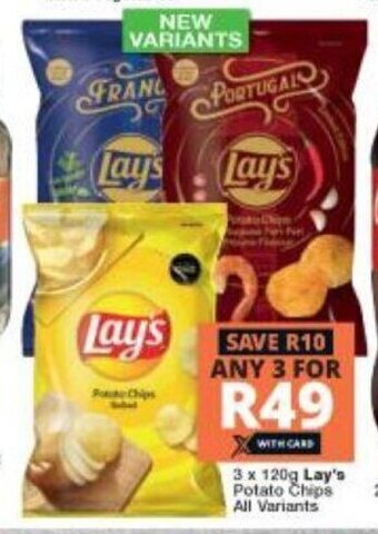 Checkers Lay's Potato Chips All Variants 3 x 120g offer