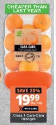 Checkers Class 1 Cara-cara Oranges 2kg bag offer