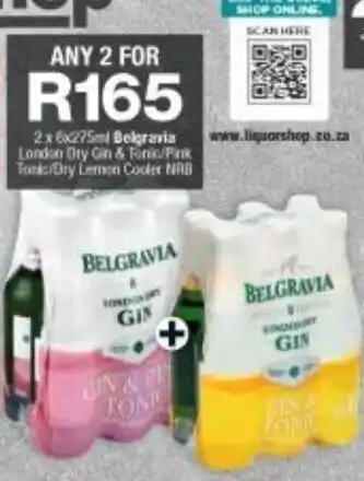 Checkers Belgravia London Dry Gin & Tonic/Pink Tonic/Dry Lemon Cooler NRB 2 x 6x 275ml offer