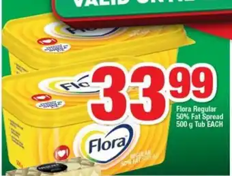 OK Foods Flora Regular 50% Fat Spread 500g Tub Each offer