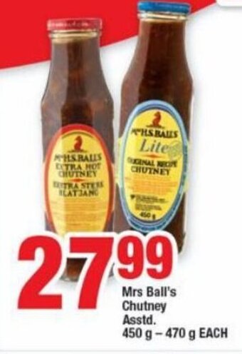 OK Foods Mrs Ball's Chutney Asstd 450g - 470g each offer