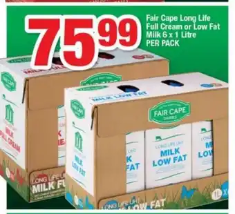 OK Foods Fair Cape Life Ful Cream or Low Fat Milk 6 x 1 Litre per pack offer