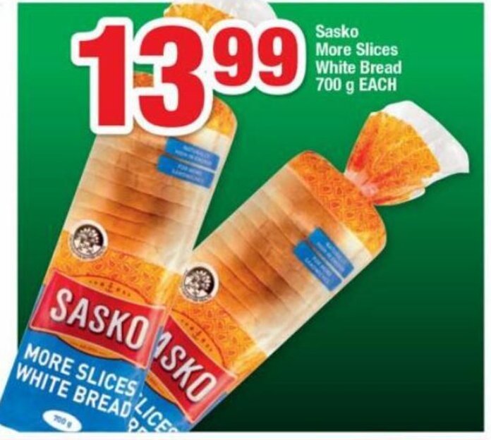 Sasko More Slices White Bread 700g Each Offer At Ok Foods 0465