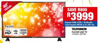 OK Furniture Telefunken - Full HD LED TV TLEDD-40FHD offer