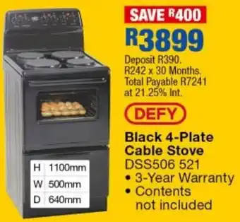 OK Furniture Defy Black 4-Plate Cable Stove offer