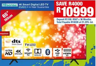 OK Furniture Hisense 4K Smart Digital LED TV 65" 165cm offer
