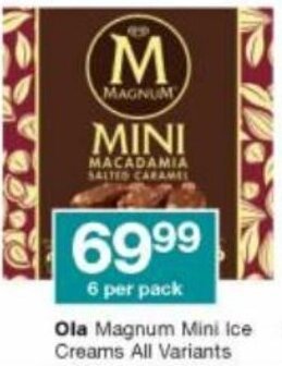 Checkers Hyper Ola Magnum Mini Ice Creams All Variants 6 per Pack offer
