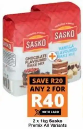 Checkers Hyper Sasko Premix All Variants 2 x 1kg offer