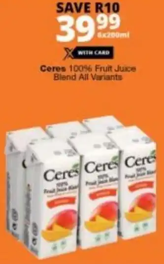 Checkers Hyper Ceres 100% Fruit Juice Blend All Variants offer