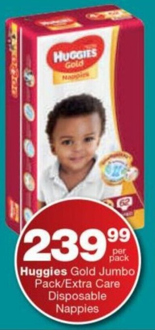 Checkers Hyper Huggies Gold Jumbo Pack//Extra Care Disposable Nappies offer