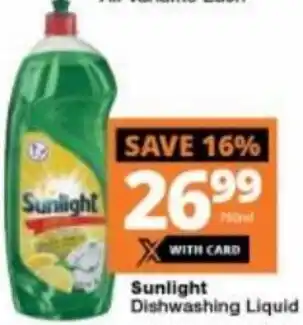 Checkers Hyper Sunlight Dishwashing Liquid 750ml offer