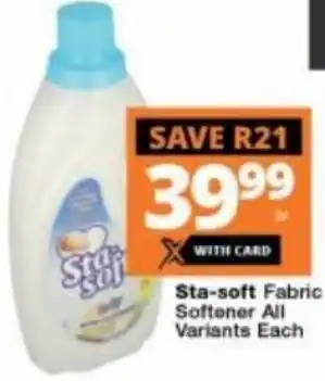 Checkers Hyper Sta-Soft Fabric Softener All Variants Each offer