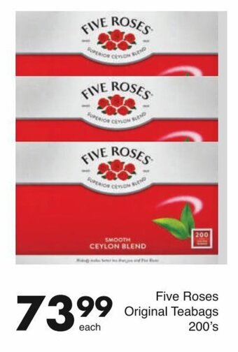 Save Five Roses Original Teabags 200's offer