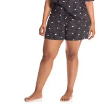 Plus size heart spot sleepwear shorts - black