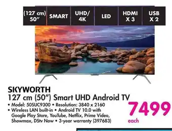 Makro Skyworth 127cm 50" Smart UHD Android TV offer
