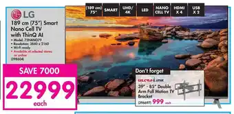 Makro LG 189cm 75" Smart Nano Cell TV with ThinQ AI offer