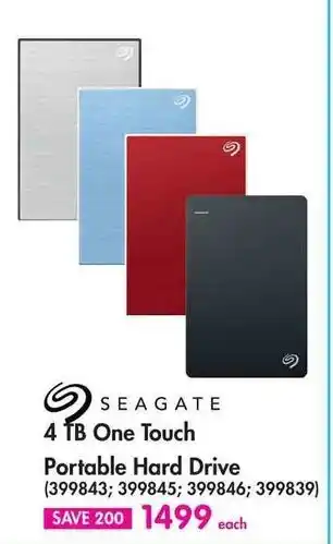 Makro Seagate 4 TB One Touch Portable Hard Drive offer