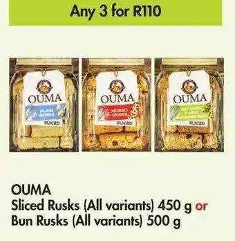 Makro OUMA Sliced Rusks 450g or Bun Rusks 500g offer
