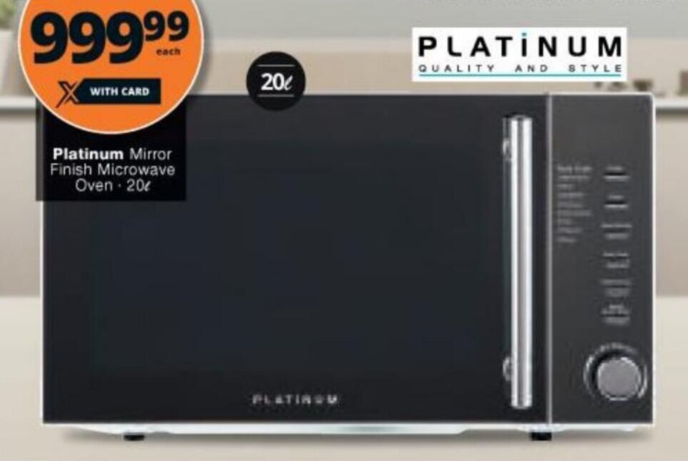 Platinum Mirror Finish Microwave Oven 20L offer at Checkers Hyper