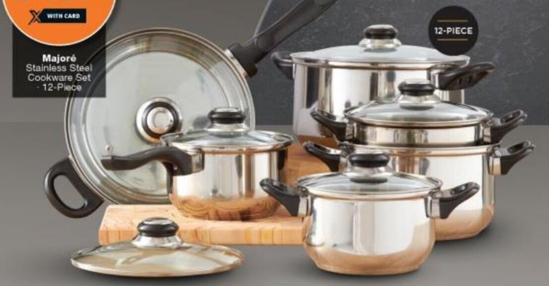 Majoré Stainless Steel Cookware Set 12piece offer at Checkers Hyper