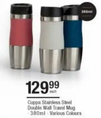 Checkers Hyper Cuppa Stainless Steel Double Wall Travel Mug 380ml offer