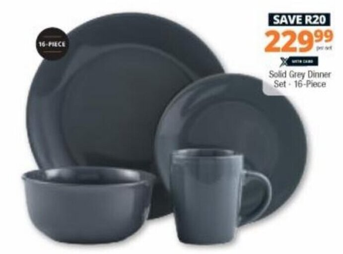 Solid Grey Dinner Set 16piece offer at Checkers Hyper