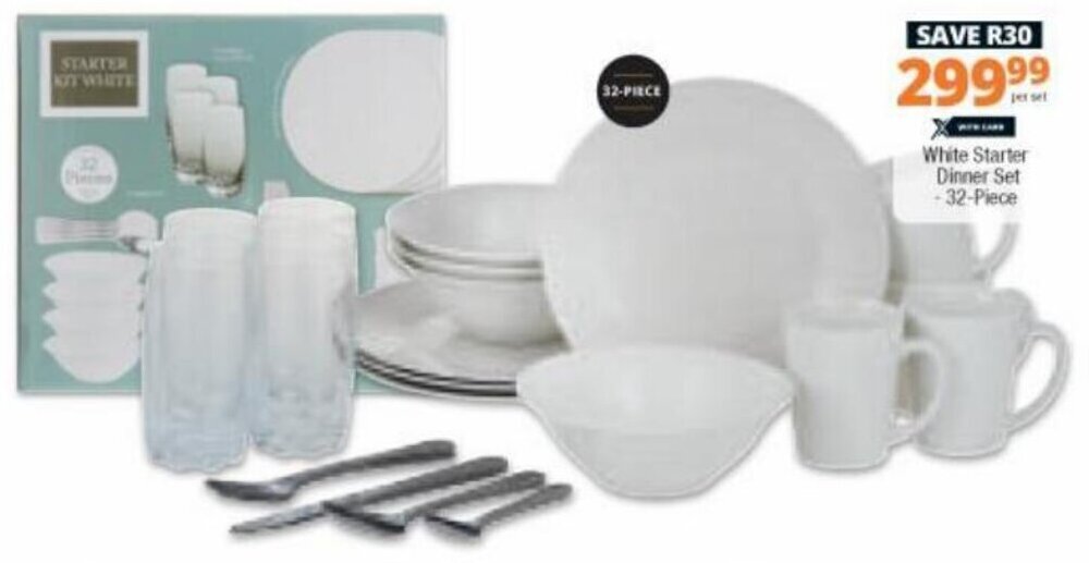 White Starter Dinner Set 32piece offer at Checkers Hyper