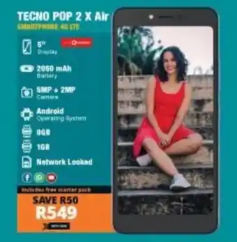 Checkers Hyper Tecno Pop 2X Air Smartphone offer