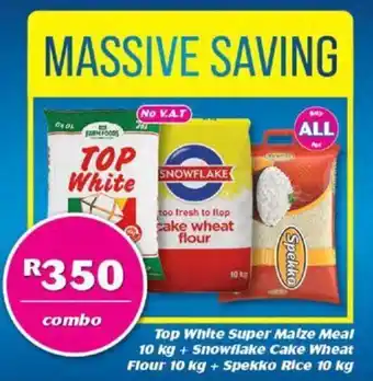 Cambridge Food Combo Top White Super Maize Meal 10kg+Snowflake Cake Wheat Flour 10kg+Spekko Rice 10kg offer