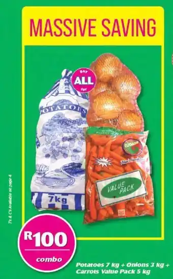 Combo Potatoes 7kg +Onoins 3kg +Carrots Value Pack 5kg