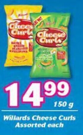 Willards Cheese Curls Assorted 150g
