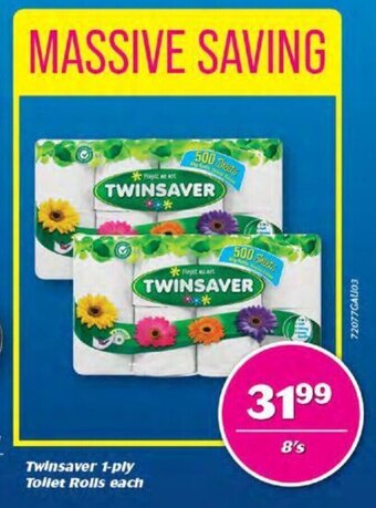 Cambridge Food Twinsaver 1-Ply Toilet Rolls 8's offer