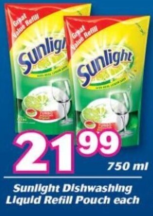 Cambridge Food SUnlight Dishwashing Liquid Refill Pouch Each 750ml offer