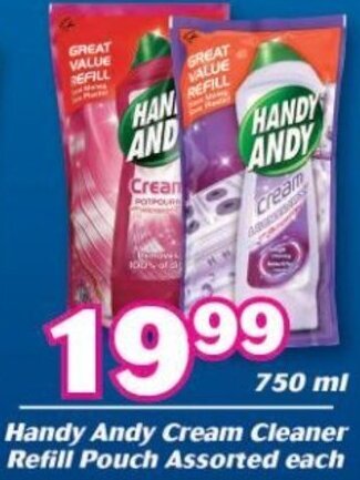 Cambridge Food Handy Andy Cream Cleaner Refill Pouch Assorted Each 750ml offer