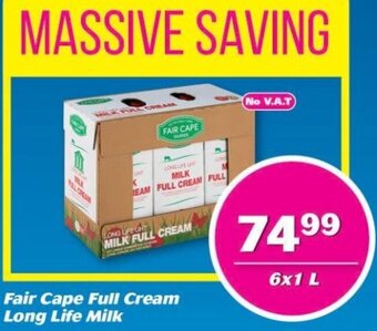 Fair Cape Full Cream Long Life Milk 6x1L