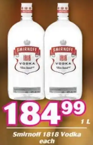 Cambridge Food Smirnoff 1818 Vodka Each 1L offer