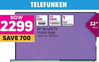 Game Telefunken 32" 81cm HD LED TV offer