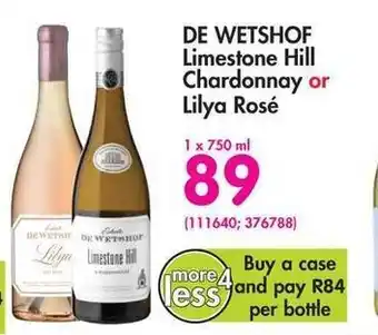 Makro De Wetshof Limestone Hill Chardonnay or Lilya Rosé 1x750ml offer