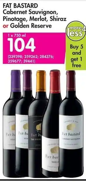 Makro Fat Bastard Cabernet Sauvignon, Pinotage, Merlot, Shiraz or Golden Reserve 1x750ml offer