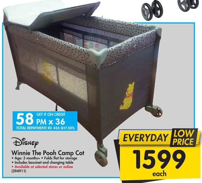 Winnie The Pooh Camp Cot offer at Makro