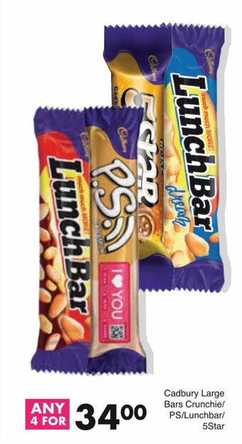 Cadbury Large Bars Crunchie / PS / Lunchbar / 5Star