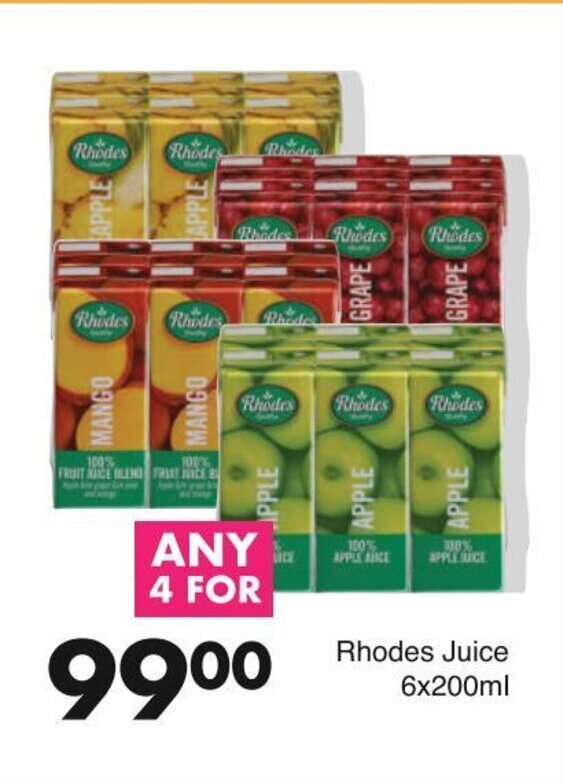 Rhodes Juice 6 x 200 ml offer at Save