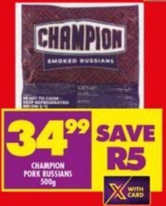 Shoprite Champion Pork Russians 500g offer