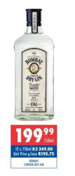 Ultra Liquors Bombay London Dry Gin 750ml offer